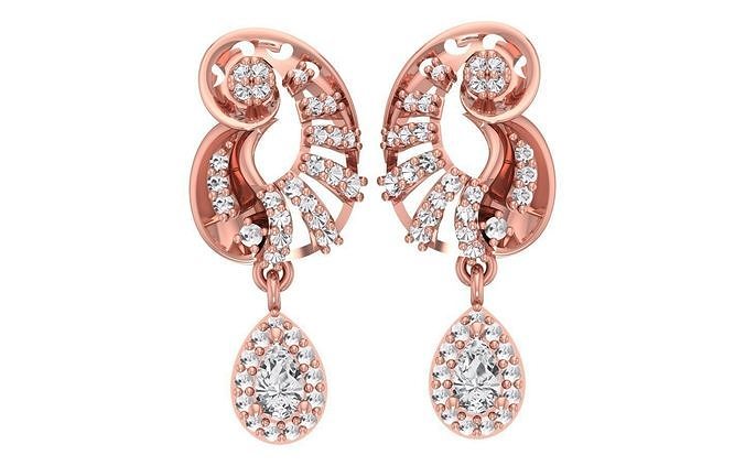 Women Drop  Earrings 3dm STL OBJ FBX Renders Details 3D print model