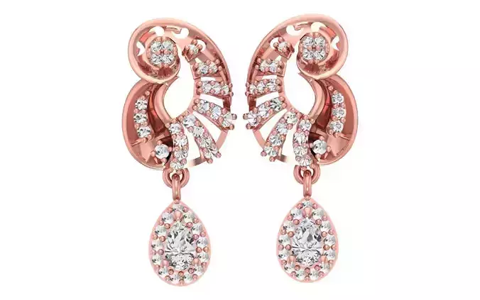 Women Drop  Earrings 3dm STL OBJ FBX Renders Details