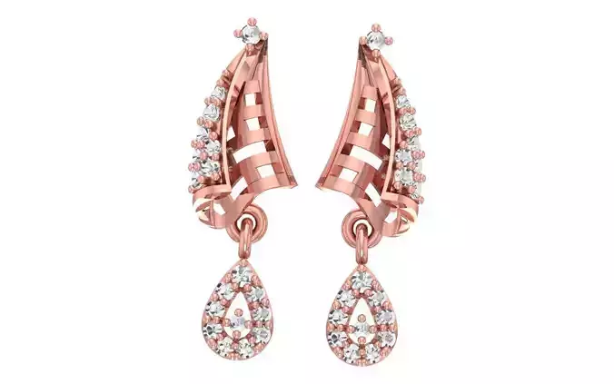 Women Drop  Earrings 3dm STL OBJ FBX Renders Details