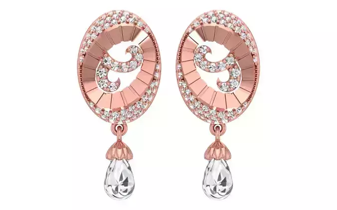Women Drop  Earrings 3dm STL OBJ FBX Renders Details