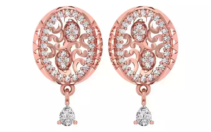 Women Drop Earrings 3dm STL OBJ FBX Renders Details 3D print model