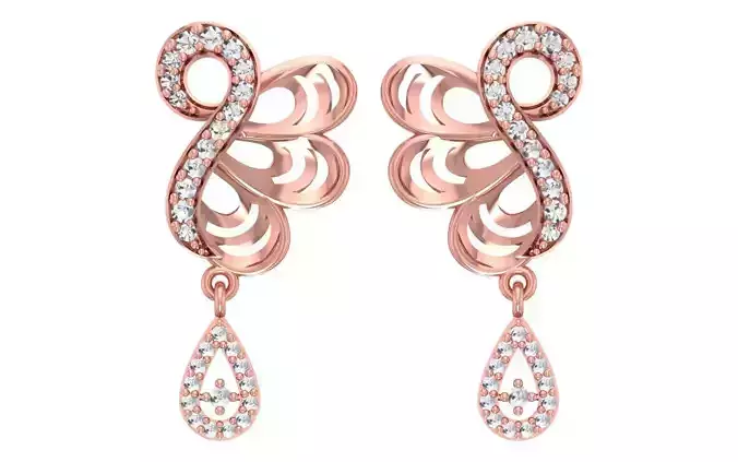 Women Drop Earrings 3dm STL OBJ FBX Renders Details