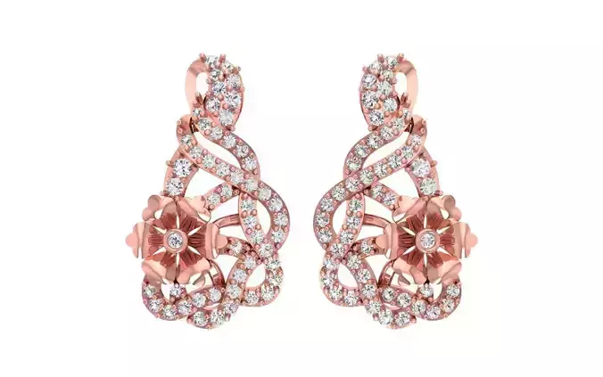Women Drop  Earrings 3dm STL OBJ FBX Renders Details