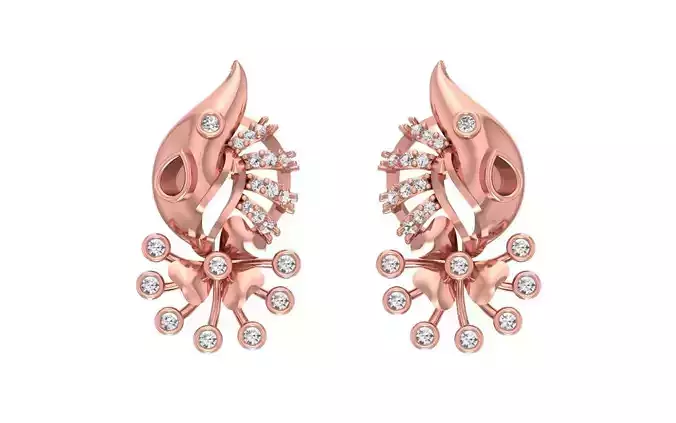 Women Drop  Earrings 3dm STL OBJ FBX Renders Details