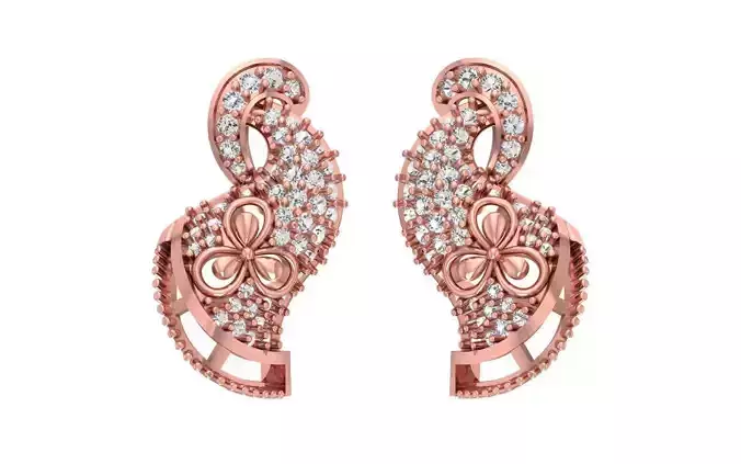 Women Drop  Earrings 3dm STL OBJ FBX Renders Details 3D print model