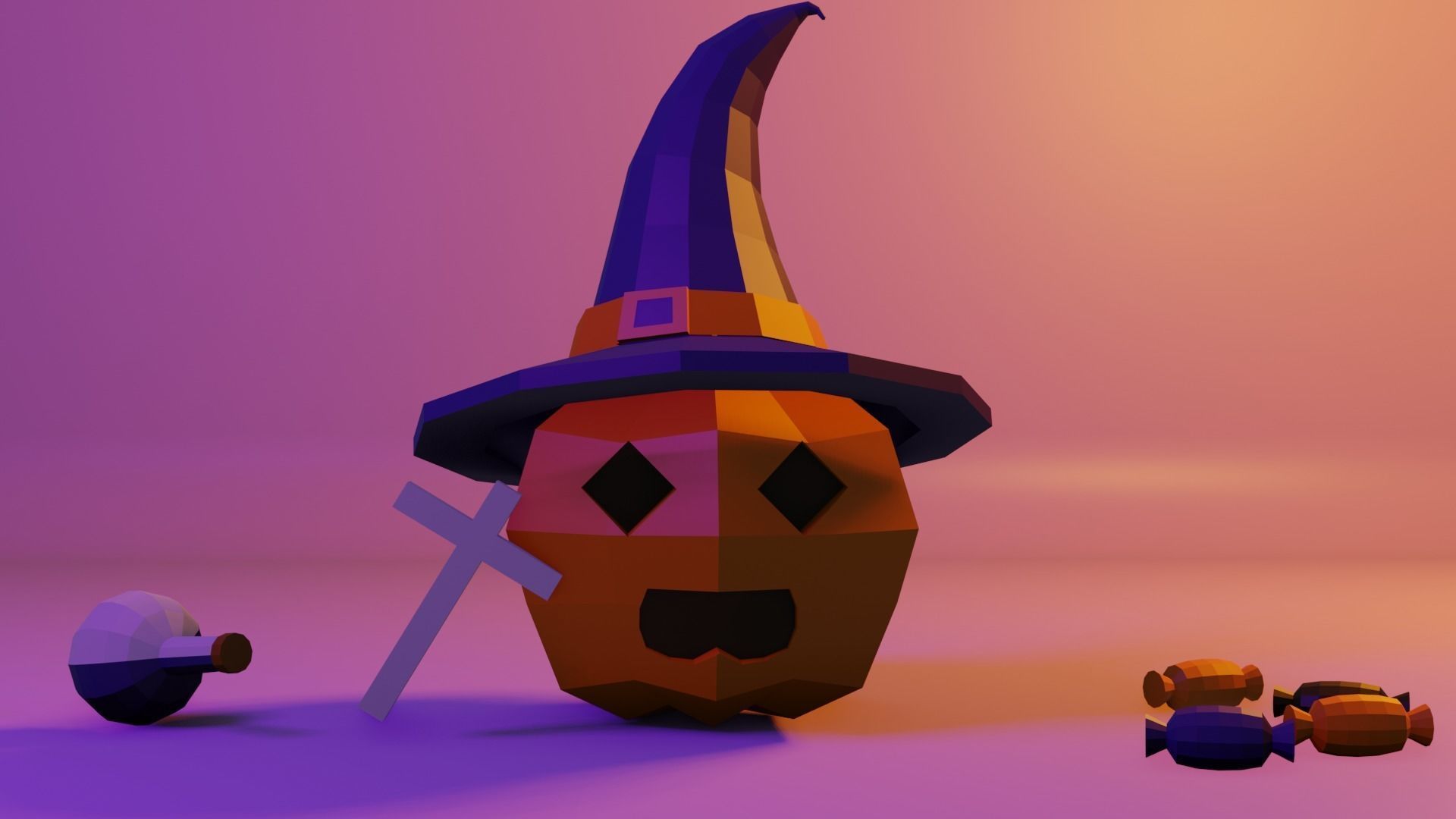 Halloween Game Objects Free low-poly 3D model_1