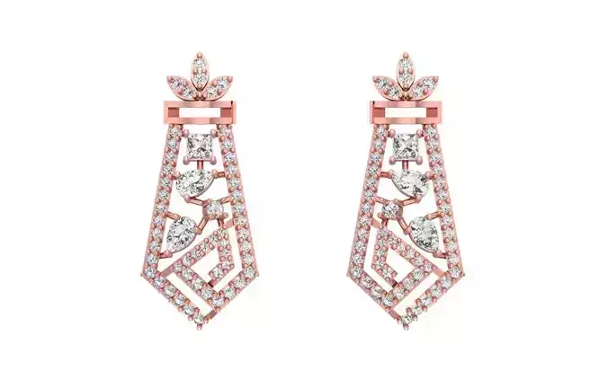Women Drop  Earrings 3dm STL OBJ FBX Renders Details 3D print model