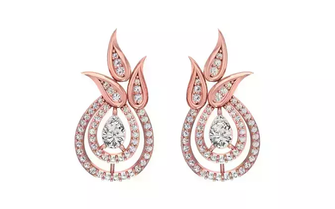 Women Drop  Earrings 3dm STL OBJ FBX Renders Details 3D print model