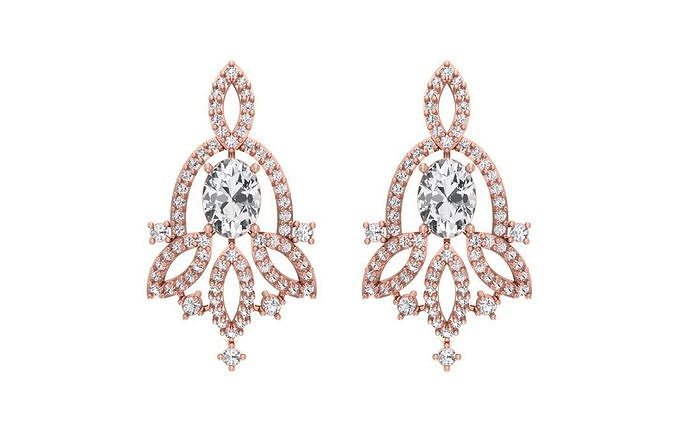 Women Drop  Earrings 3dm STL OBJ FBX Renders Details 3D print model