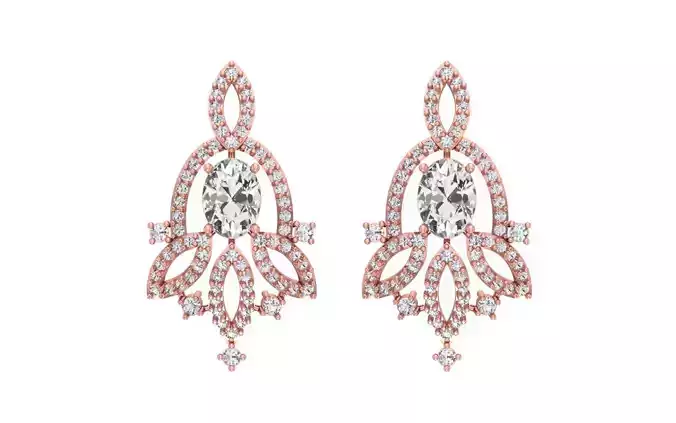 Women Drop  Earrings 3dm STL OBJ FBX Renders Details 3D print model