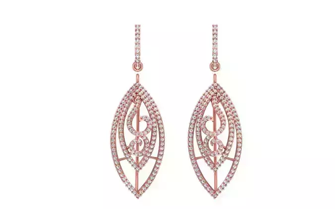 Women Drop  Earrings 3dm STL OBJ FBX Renders Details 3D print model