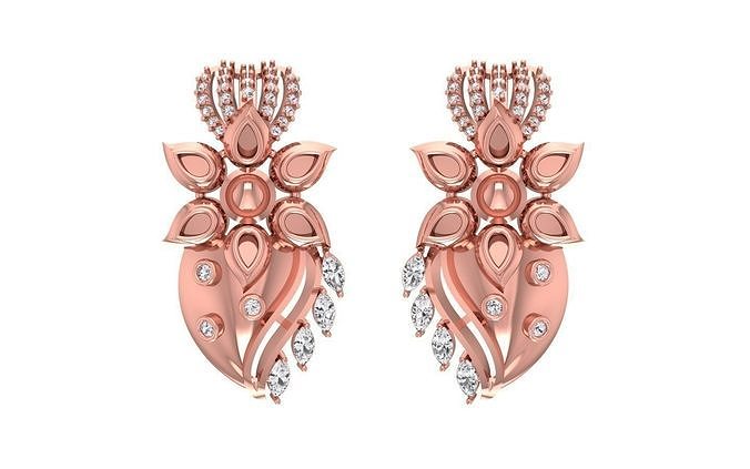 Women  Drop Earrings 3dm STL OBJ FBX Renders Details 3D print model