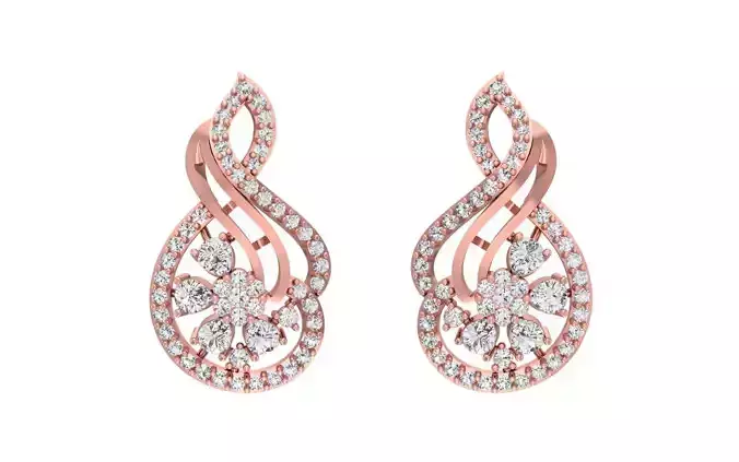 Women Drop  Earrings 3dm STL OBJ FBX Renders Details