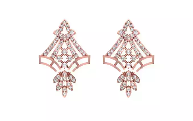 Women Drop  Earrings 3dm STL OBJ FBX Renders Details 3D print model