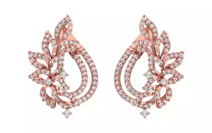 Women Flower Earrings 3dm STL OBJ FBX Renders Details 3D print model