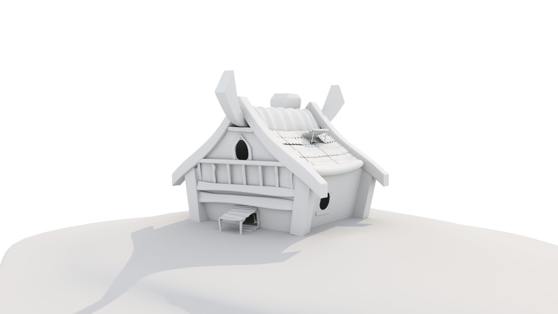 3D Hut house Low-poly 3D model_1