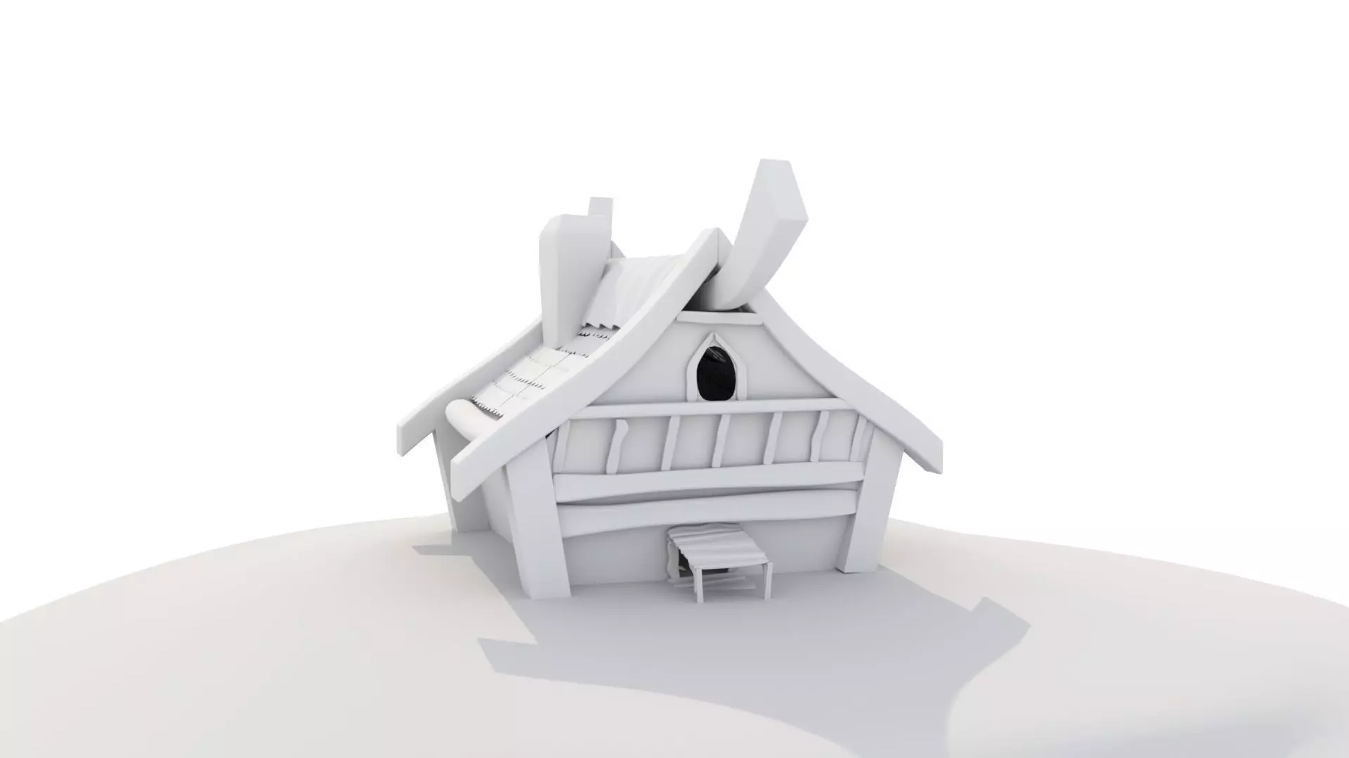 3D Hut house Low-poly 3D model_0