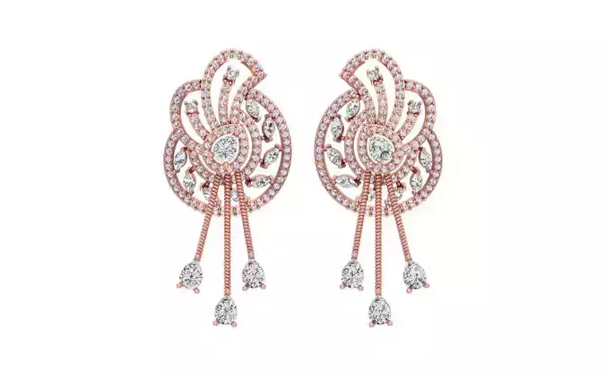 Women Drop  Earrings 3dm STL OBJ FBX Renders Details