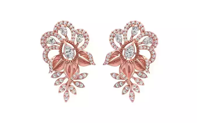 Women Drop  Earrings 3dm STL OBJ FBX Renders Details