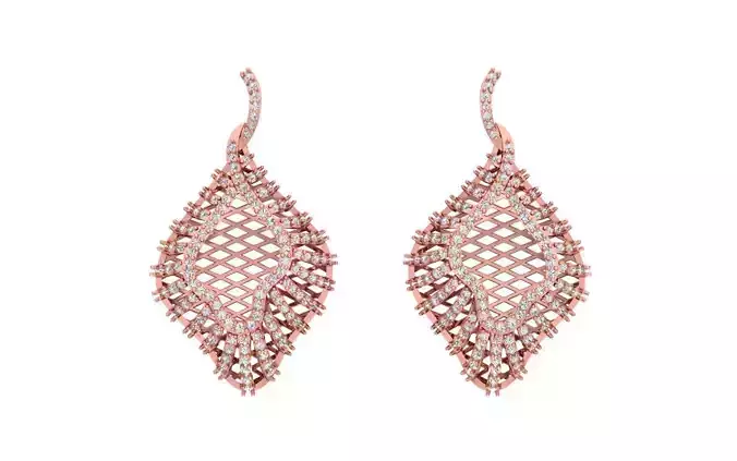 Women Drop  Earrings 3dm STL OBJ FBX Renders Details