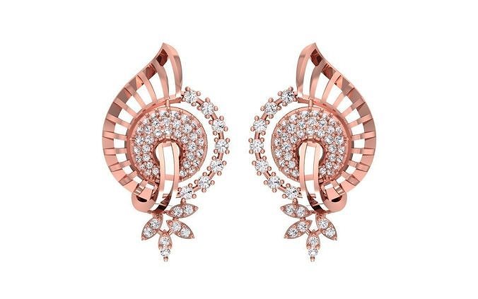 Women Drop  Earrings 3dm STL OBJ FBX Renders Details 3D print model