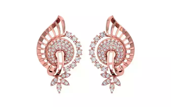 Women Drop  Earrings 3dm STL OBJ FBX Renders Details 3D print model