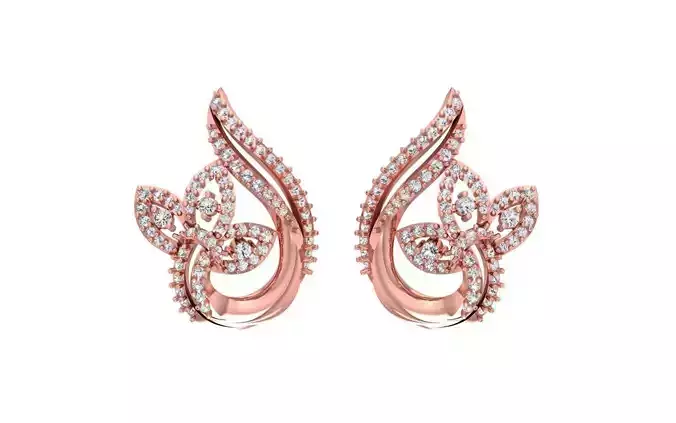 Women Flower Earrings 3dm STL OBJ FBX Renders Details 3D print model