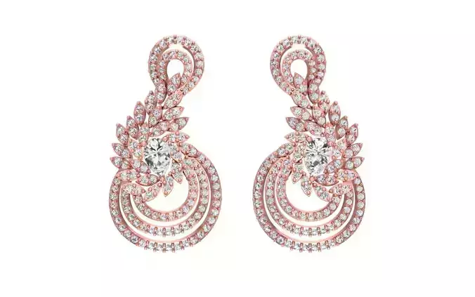 Women Drop  Earrings 3dm STL OBJ FBX Renders Details 3D print model