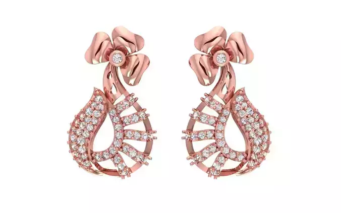 Women Drop  Earrings 3dm STL OBJ FBX Renders Details