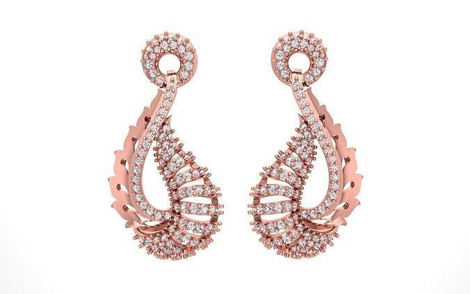 Women  Drop Earrings 3dm STL OBJ FBX Renders Details 3D print model