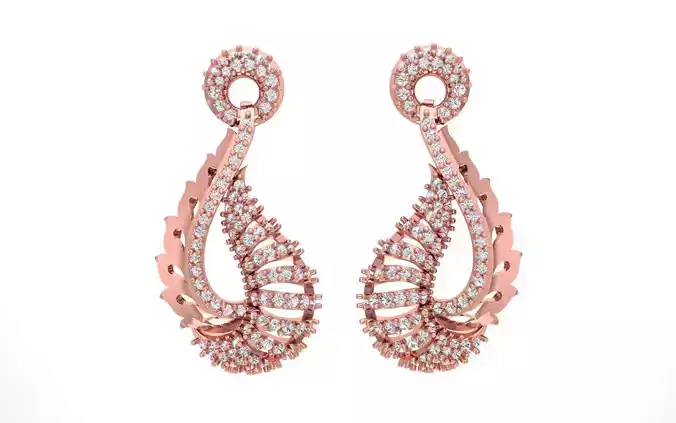 Women  Drop Earrings 3dm STL OBJ FBX Renders Details 3D print model