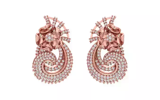 Women Drop  Earrings 3dm STL OBJ FBX Renders Details