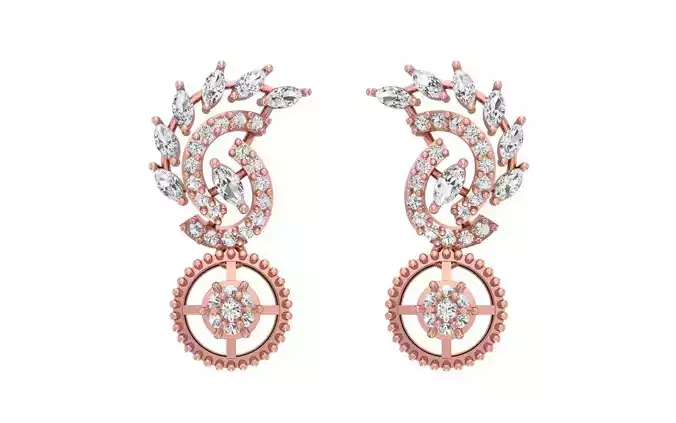 Women Drop  Earrings 3dm STL OBJ FBX Renders Details