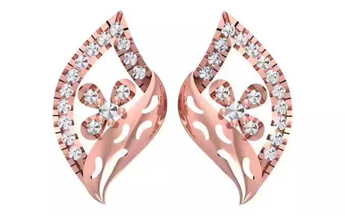 Women Flower Earrings 3dm STL OBJ FBX Renders Details 3D print model