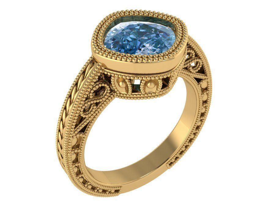 Luxurious Blue stone diamond ring 2665 3D print model 3D print model_1