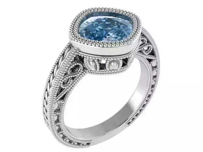 Luxurious Blue stone diamond ring 2665 3D print model