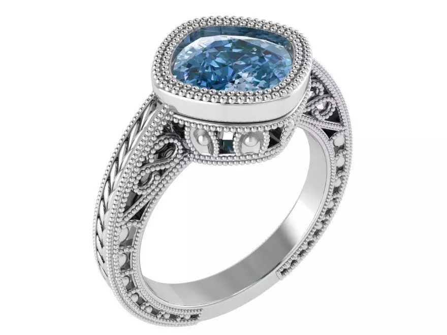 Luxurious Blue stone diamond ring 2665 3D print model 3D print model_0