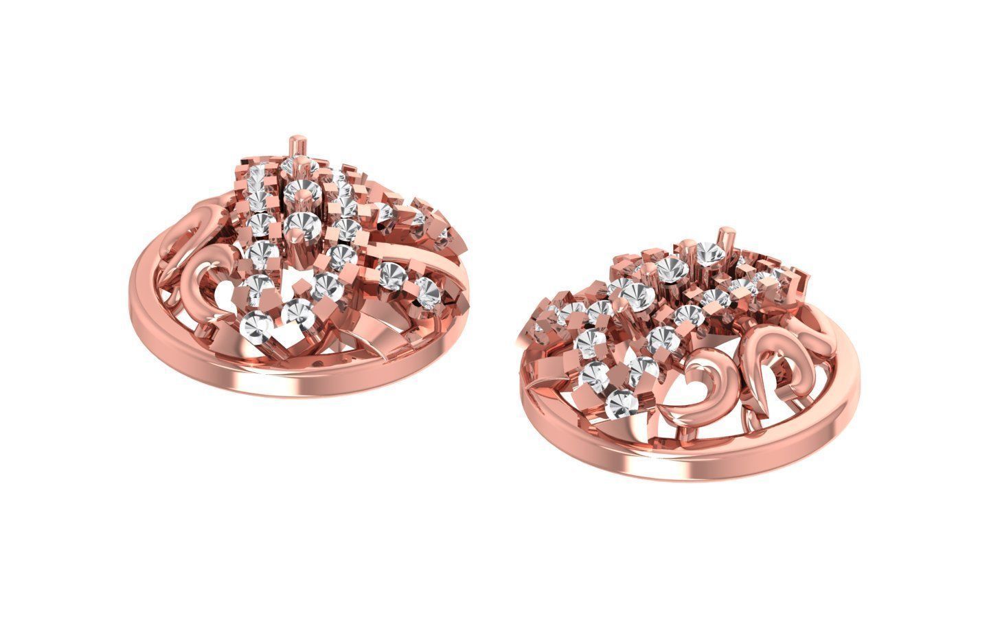 Women Stud Earrings 3dm STL OBJ FBX Renders Details 3D print model_1