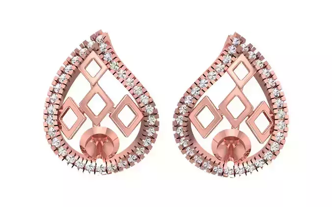 Women Stud Earrings 3dm STL OBJ FBX Renders Details