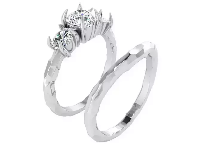 3-Stone diamond ring with Band 2667 3D print model