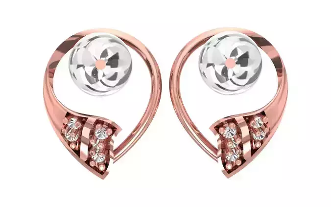 Women Stud Earrings 3dm STL OBJ FBX Renders Details