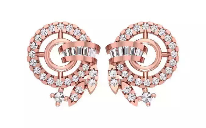 Women Flower Earrings 3dm STL OBJ FBX Renders Details 3D print model