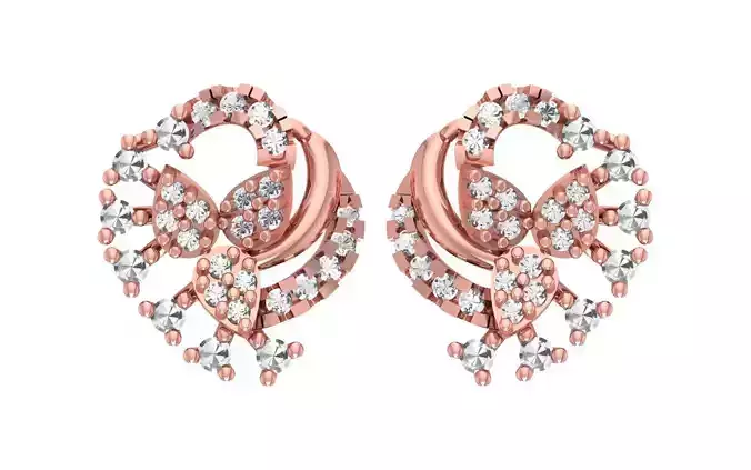 Women Flower Earrings 3dm STL OBJ FBX Renders Details 3D print model