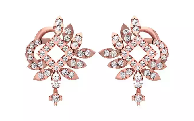 Women Flower Earrings 3dm STL OBJ FBX Renders Details 3D print model