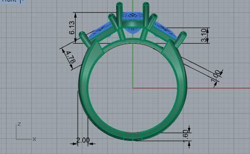 3-Stone Diamond ring 2671 3D print model 3D print model_5