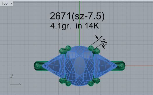 3-Stone Diamond ring 2671 3D print model 3D print model_4