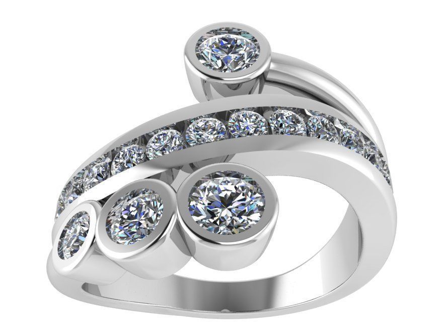 Fashion ring with Diamond stones 2673 3D print model 3D print model_2