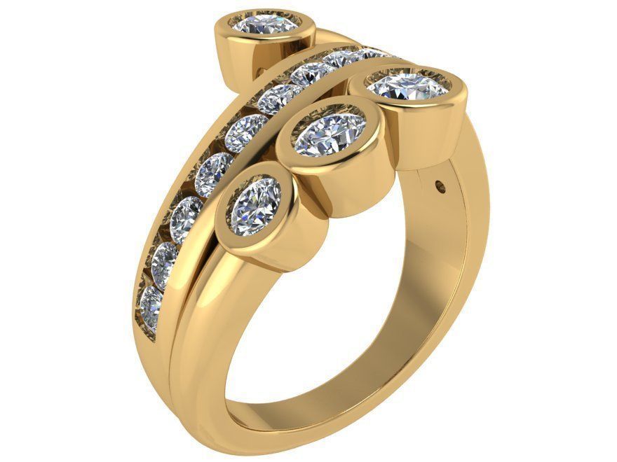 Fashion ring with Diamond stones 2673 3D print model 3D print model_1