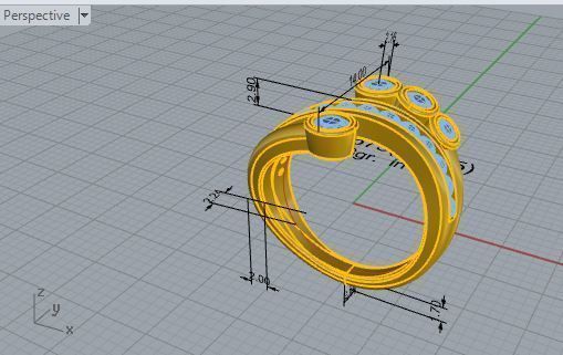 Fashion ring with Diamond stones 2673 3D print model 3D print model_7