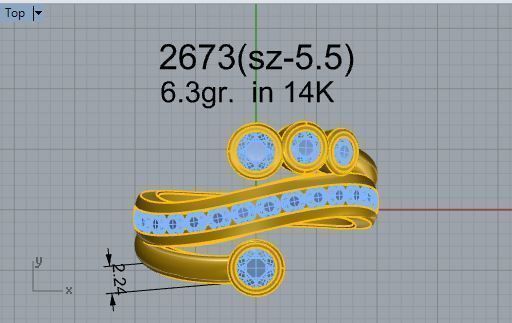 Fashion ring with Diamond stones 2673 3D print model 3D print model_4
